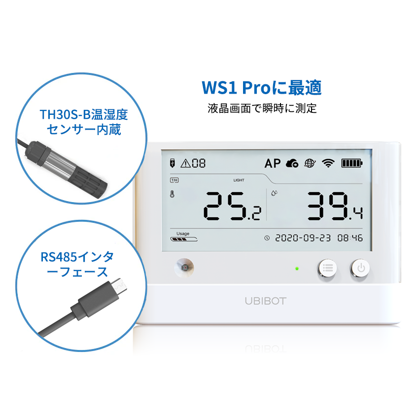 UbiBot TH30S-B温湿度センサー|Micro USB接続・高精度プローブ