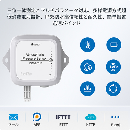 UbiBot LoRa対応大気圧・温湿度セン サー DC1-L-THP｜3in1 環境測定・長距 離無線・低消費電力 IoT監視