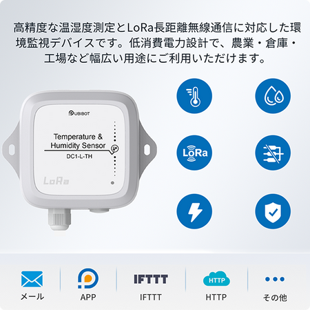 UbiBot DC1-L-TH LoRa 温湿度センサ ー｜長距離・省配線 IoT 監視｜産業農業 用