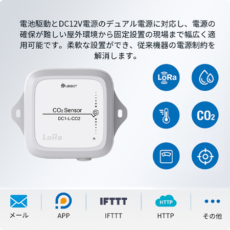 UbiBot LoRa二酸化炭素CO2測定センサー ｜長距離無線・デュアル電源・大容量デー タ保存対応